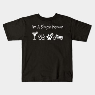 I'm A Simple Woman Flip Flops Dog And Motorcycle Kids T-Shirt